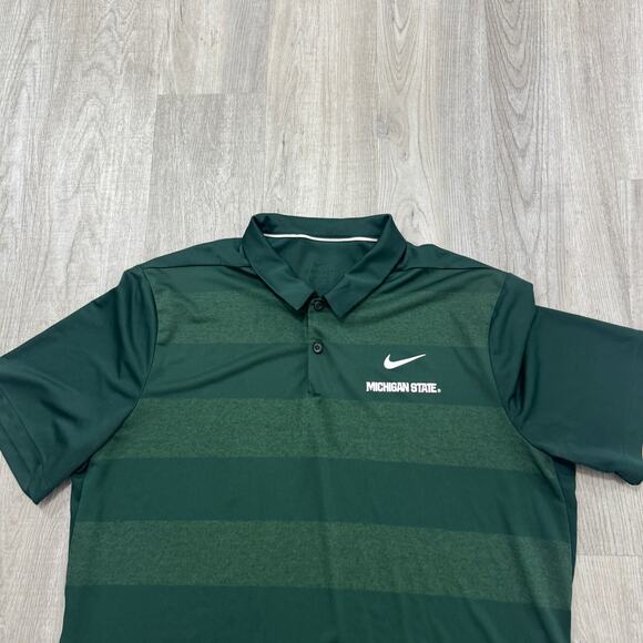 Nike Michigan State Spartans Polo Shirt Men's Extra Large XL Green Dri Fit MSU - Picture 2 of 7